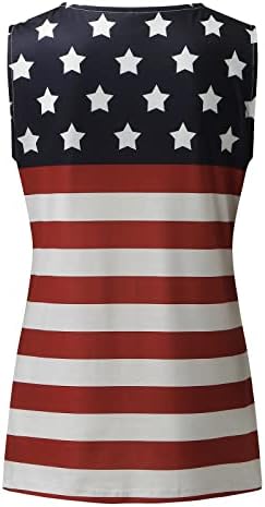 Tampas casuais de tanques casuais do Gufesf Womens, tanques de verão femininos camisetas de camisola impressas na bandeira americana