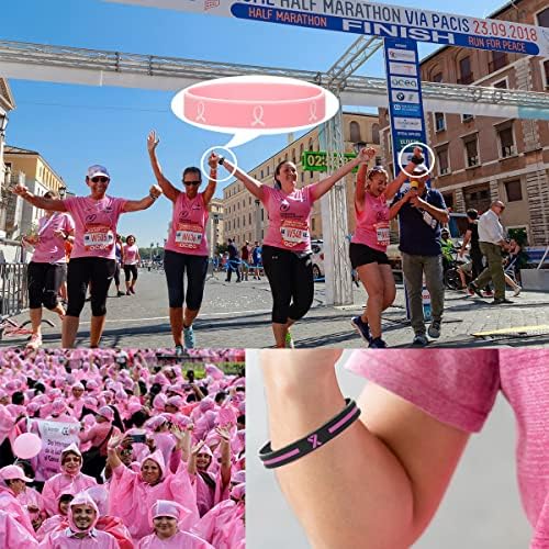 Taouzi Cancer de mama Bracelets Bracelets de câncer de mama Bracelets de prevenção de câncer de mama Bracelets Pulseiras de fita rosa