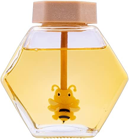Kr. Jarros de mel de mini mel com dipper e tampa de mel de mel, vidro 8 oz