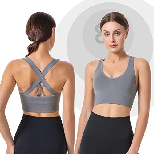 Sutiã esportivo evercute para mulheres acolchoadas suportes médios cross strappy sutiãs perfeitos de alto impacto ioga bras atléticos sutiãs