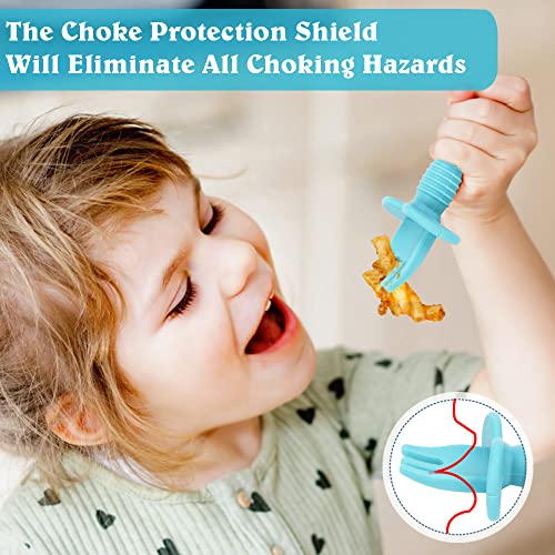 Baby Spoon & Fork - Utensílios de criança de primeira etapa - colher de desmame liderada por bebês - de silicone macio de