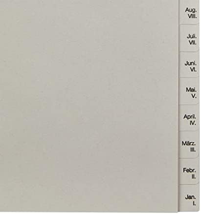 Leitz 12303085 folhas de índice A4 com meses para trás de dezembro a janeiro Papel 12 Folhas de 5 cinza