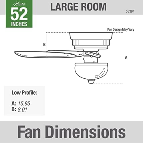 Hunter Fan Company, 53394, 52 polegadas Bennett escovou o ventilador de teto de baixo perfil com kit de luz LED e