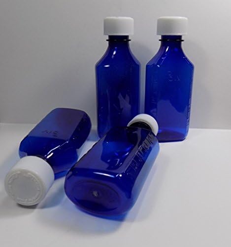 2 onças azul cobalto graduado oval garrafas de medicamentos plásticos e tampas de 100 grau farmacêutico