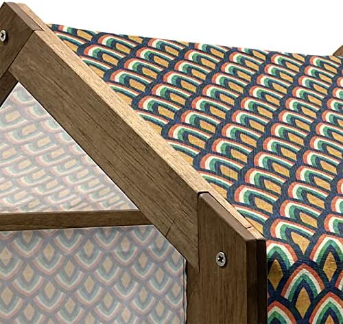 Ambesonne escala a casa de cachorro de madeira, um padrão colorido de inspiração japonesa com ilustração tradicional de