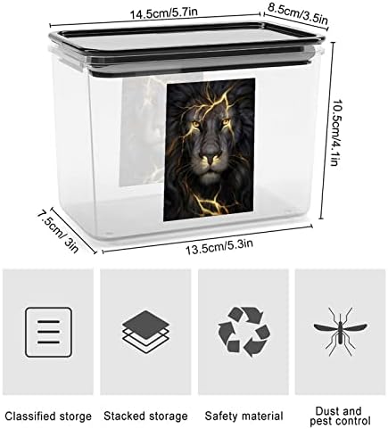 Golden Cool Lion King Paning Paning Alimentos Contêiner Plástico Caixas de armazenamento transparente com tampa de vedação