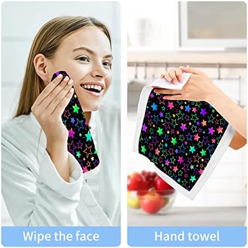 Alaza Wash Ploth Set Stars Neon Bright - pacote de 6, panos de algodão, toalhas altamente absorventes e macias da ponta dos dedos