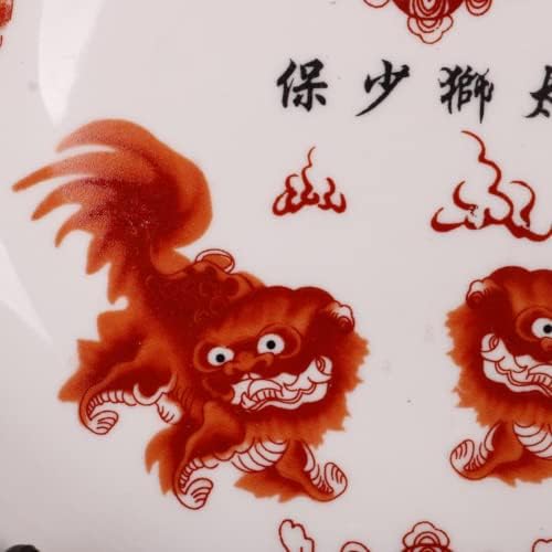 20.2cm Dinastia Qing Qianlong Famille Rose Lion Padring Plate Home Decoration Collection