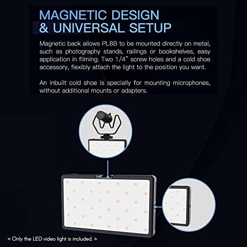 XIXIAN PL8B Pocket LED Vídeo Luz de vídeo 2700k-6500k Painel de luz Painel de luz Dimmable 27 Efeitos de iluminação de cenas Bateria embutida com sapato frio Mount Magetic Backside App Control
