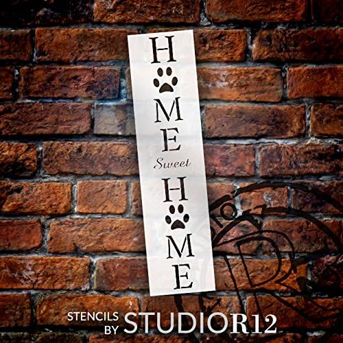 Home Sweet Home - Pata de cachorro impressa estêncil por Studior12 | 2 peças | Modelo Mylar reutilizável | Use para pintar sinais