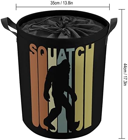 Retro Squatch Bigfoot Round Roundry Saco de armazenamento à prova d'água com tampa de cordão e alça