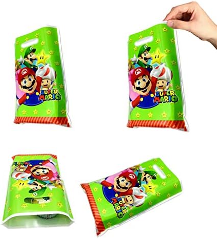 BXM 30PCS Mario Sacos de presente de tema Favors Sacos Tratar as sacolas de doces para crianças festas de videogame de aniversário