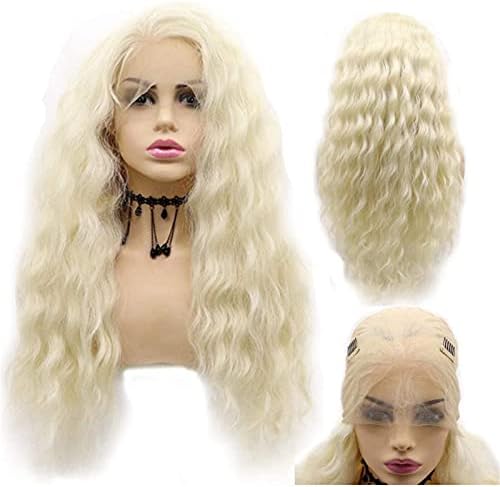 Perucas perucas perucas 360 perucas de renda completa sintéticas compatíveis com mulheres pretas e brancas, platina loira longa