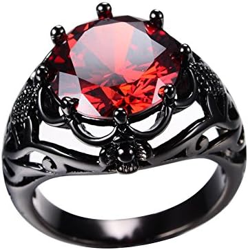 Play Pailin Vintage Round Cut Red Ruby Ring Wedding Ring de 10kt Black Gold preenchido tamanho 5-12