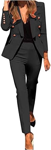 Roupas sexy de 2 peças para mulheres blazer sólida de manga longa com calças conjuntos de negócios elegantes casuais