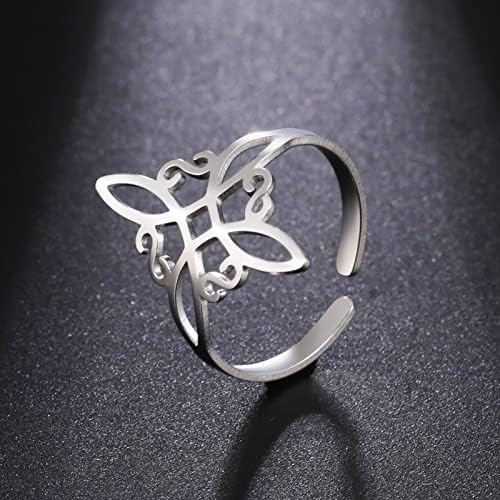 Witches Witches Knot anel de aço inoxidável Bruxaria de bruxaria de amor Celtic Knot Ring For Women Geométrico Jóias Vintage de Nó Celto