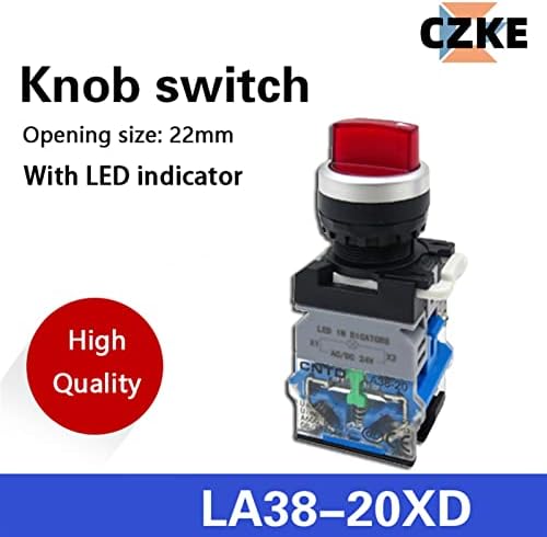 KDEGK LA38 2NO rotativo iluminado 22mm interruptor de botão de 22 mm 2 Posição 3 Posição Mantida Luzes Seletor Switches com lâmpada