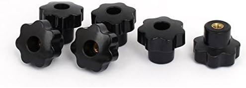 Aexit m6x31mm botões de plástico e rodas manuais parafuso de rosca fêmea no tipo botões de aperto botões de estrela preto