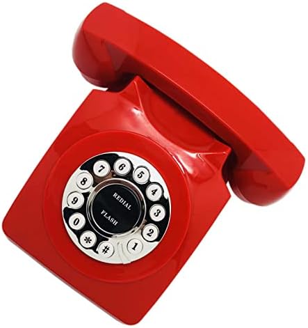 Telefone de mesa com fio único, telefone retrô com estampa extra alta, telefone fixo de mesa antigo para casa para casa, hotel, escritório e escola, azul, vermelho