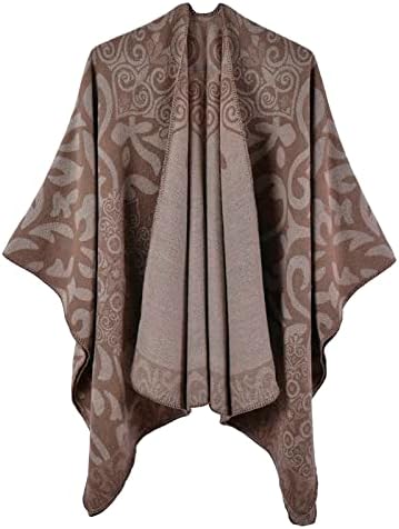 Shawl de xale impresso feminino com cardigãs suaves de cardigans suaves de dupla face de xale espessado com drapeado com