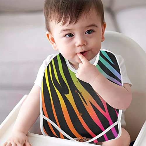 Emelivor arco-íris zebra babadores para bebês que alimentam babadores babadores à prova d'água para comer meninos de alimentação meninas