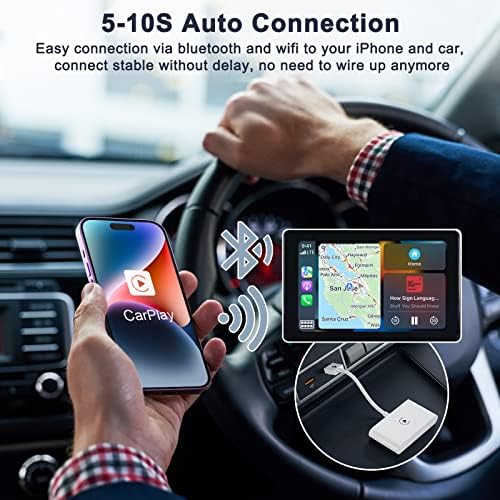 Adaptador do CarPlay sem fio para iPhone, plugle de dongle sem fio CarPlay e reproduzir 5GHz WiFi Auto-Connect sem atraso atualização on-line para carros de CarPlay com fio OEM depois de 2015
