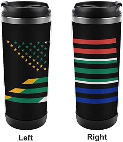 South_Africa American Flag Travel Canecas de café com copos isolados de tampa Garrafa de água de parede dupla de aço inoxidável