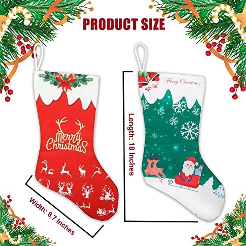 Meias de Natal Personalizadas com Nome Tags-18 Grandes meias de Natal e decorações de Papai Noel Clause