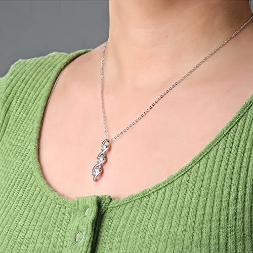 ASCONA Silver/14K Gold/Rose Gold Batilhado Colar cúbico de zircônia, colar de diamante de diamante simulado e delicado para mulheres