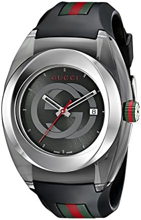 Gucci Sync XXL Relógio de aço inoxidável com pulseira de borracha preta
