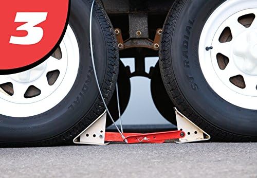 Fastway OneStep Wheel Chock Pacote duplo para reboques de eixo em tandem e RVS-16 polegadas a 24 polegadas de comprimento 2