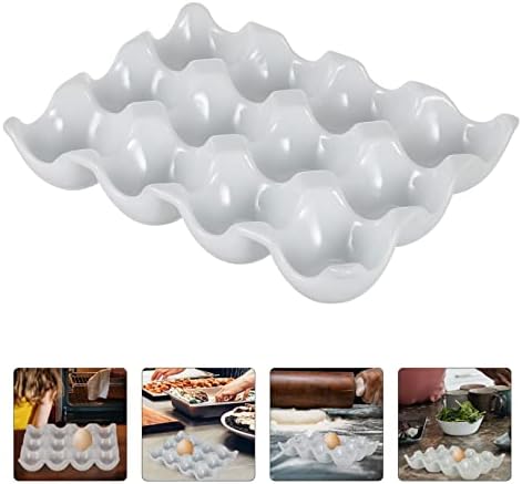 Bandeja decorativa grande bandeja de ovos cerâmica: 12 xícara de porta -ovos de cozinha organizador de geladeira