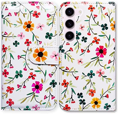 Bcov Galaxy S23 Plus Caso, Flowers in Spring Leather Flip Phone Caixa de carteira com suporte de slot de cartão para o Samsung