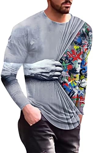 ZDDO Mens Soldado T-shirts de manga longa Fall Street 3D Impressão digital Treça atlética Treino atlético Tops de camiseta muscular
