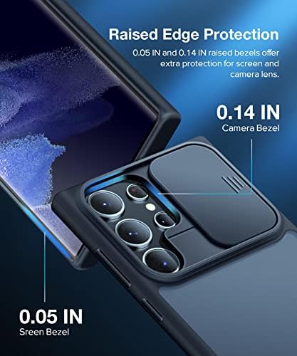 Tongate Compatível com Samsung Galaxy S23 Caso Ultra com tampa da câmera deslizante, [Proteção de gota de grau militar]