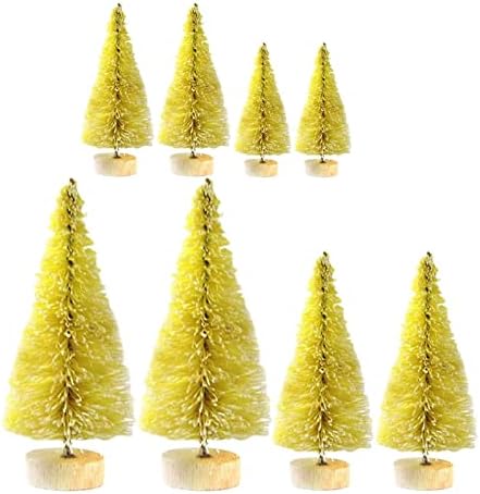 Colcolo 8x Desktop Miniature Pine Tree Ornaments Brassush Brassus Tamanhos 4 tamanhos com bases de madeira mini árvore
