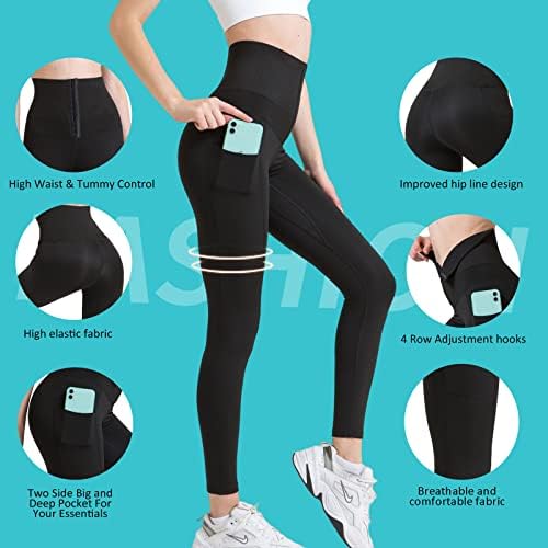 Calças de ioga com cintura alta feminina de Ociovan com cintura ajustável Cintura Belt Leggings Sports Troushers