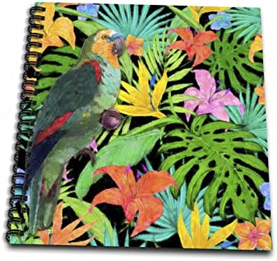 Imagem 3drose de uma bela pintura de papagaio com fundo exuberante da selva - livros de desenho
