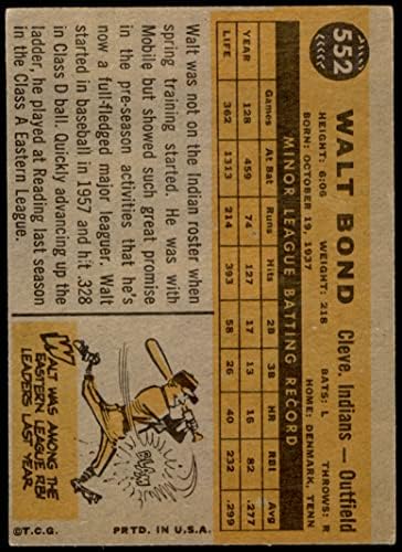 1960 Topps 552 Walt Bond Cleveland Indians VG/Ex Indians