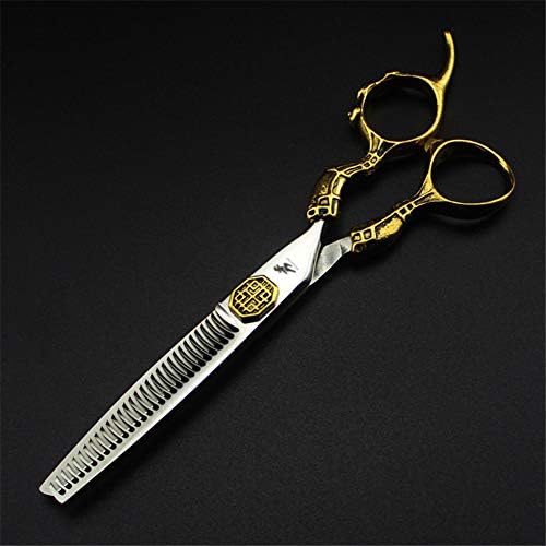 XJPB barbeiro corte de cabelo e tesoura/textura texturizador/tesouras Conjunto - Kit de tesoura de corte de cabelo de 6,0 polegadas, alça de ouro