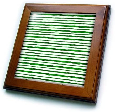 Padrão de listras irregulares verdes e brancas de 3drose - ladrilhos emoldurados