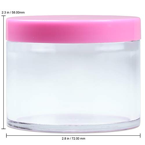 Beauticom® 4 oz. Gosses de acrílico claro à prova de vazamento redondo de parede com tampas rosa para beleza, creme, cosméticos,