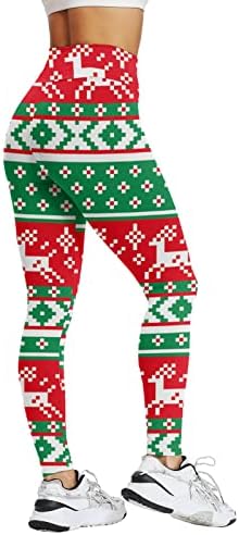 Leggings de cintura alta de Natal para mulheres Ultra Soft elástico Treles de Natal Treino de Natal Leggings de Natal