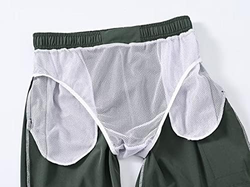 Trunks de natação masculinos de Tyhengta, shorts de praia seca rápida com bolsos com zíper e forro de malha