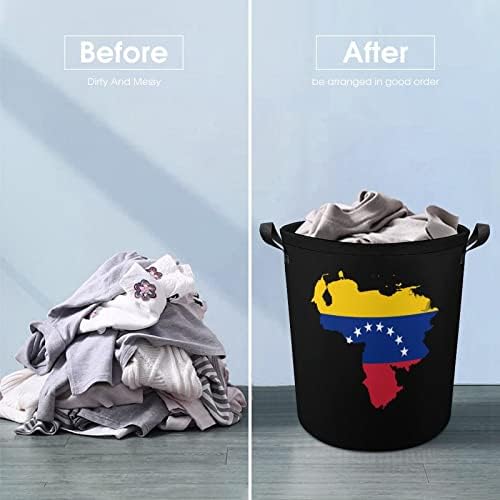 Mapa de bandeira da venezuela cesta de lavanderia de lavanderia dobrável cesto de lavanderia saco de armazenamento