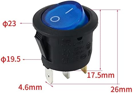 Interruptor de balancim 10pcs ligado / desligado interruptor redondo led iluminado mini preto preto vermelho azul 10a
