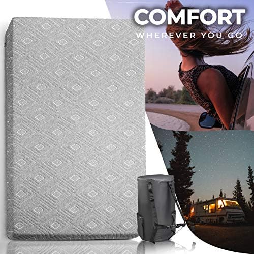 Roll Up Travel Mattress, Certipur-Us 3 ”Gel de resfriamento Infundido Memória Pad Pad, tapete de piso dobrável portátil para camping, carro de carro e cama com tampa à prova d'água, bolsa de transporte | Crianças, berços, solteiros, gêmeos