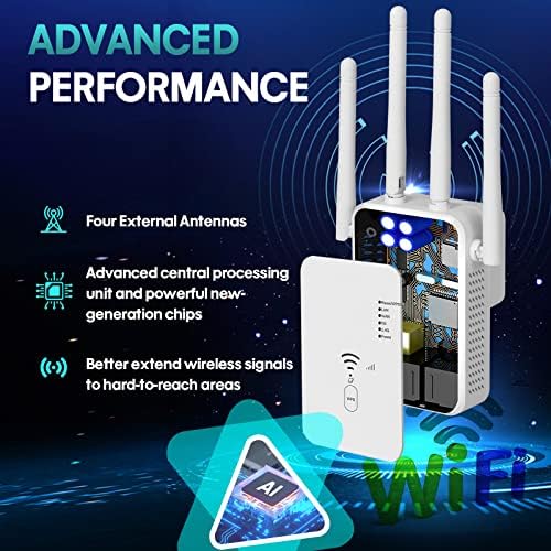 WiFi Extender 1200Mbps, WiFi Extenders Signal Booster para casa, WiFi Range Extender Signal Booster até 10000 m², booster