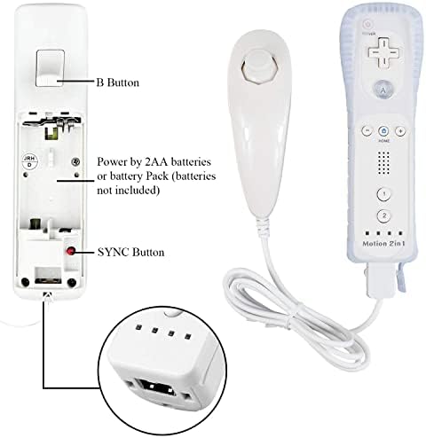 Wii Nunchuck Remote Controller com movimento mais compatível com Wii e Wii U Console | Wii Remote Controller com função de choque