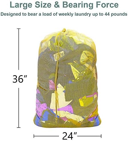 Dalykate Commercial Mesh Laundry Bag 24 x 36 3 Material de malha resistente com fechamento de cordão para fábricas, faculdade,